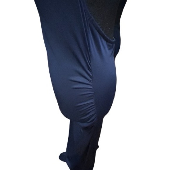 SHEIN Navy Blue Satin Cocktail Dress Size Large | Cowl Neck Fitted - Picture 4 of 5